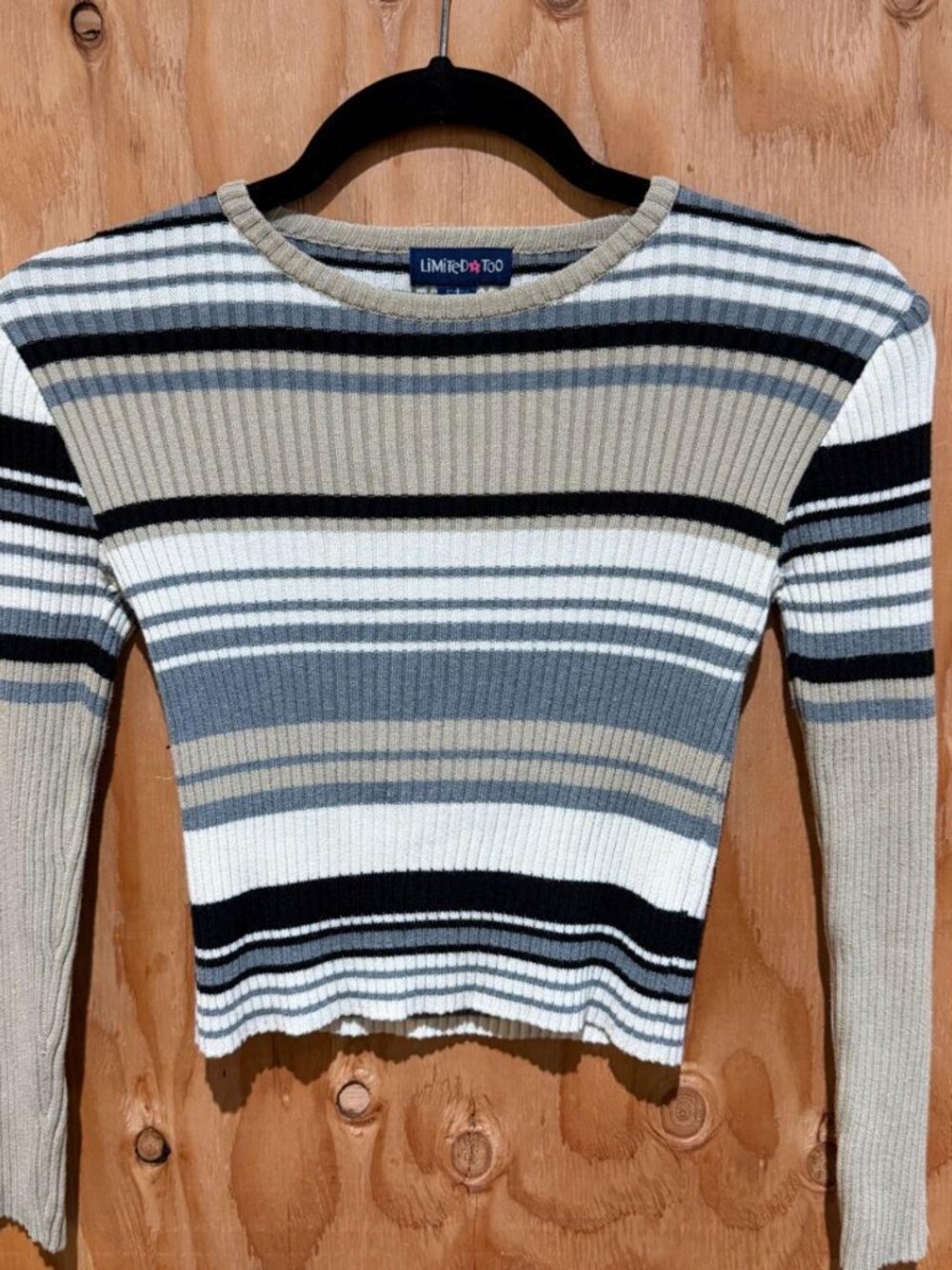 Limited Too Girls Ribbed Knit Long Sleeve Striped Top Size XS 8